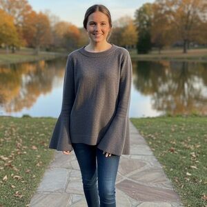 Antonio Melani Sweater Gray LARGE Wool Alpaca spandex long split bell tie sleeve